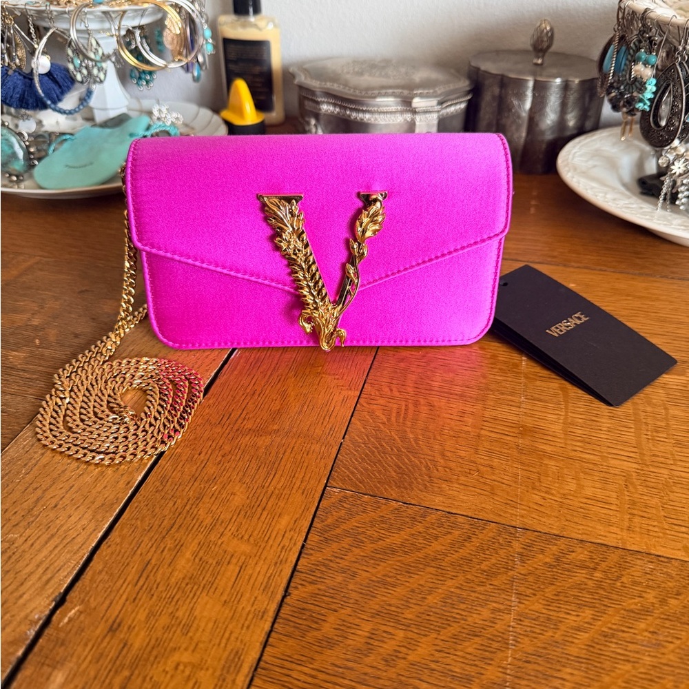 Versace Pink Satin Clutch